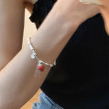 Daiiibabyyy 925 Sterling Silver Strawberry Tassel Bracelets for Women Girl Irregular Versatile Creative Jewelry Gift Dropshipping