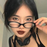 Daiiibabyyy Korean Fashion Anti Blue Light Glasses Women Vintage Small Oval Frame Eye Protection Plain Glasses Cute Decorative Eyewear