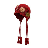 Daiiibabyyy  Cute Tassels Crochet Knitted Hat Hollow Out Handmade Knit Cap Korean Bohemian Style Weave Cap Travel