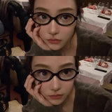 DAIIIBABYYY  -  Small Oval Frame Glasses Women Sweet Anti Blue Light Eyewear Retro Leopard Brand Reading Computer Eyeglasses Decoration