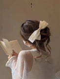 DAIIIBABYYY  -  French Style Black Satin Big Bow Hairpin New Women's Face Small Hair-Top Clip Back Head Hair Clip Headdress New