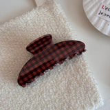 Daiiibabyyy  Refreshing World Hair Claw Retro Style Classic Brown Plaid Elegance Acetate Hair Claw Clips Hair Accessories for Women Girls