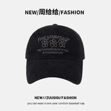 Daiiibabyyy  New Hats Sweet Cool Style Summer Sun Hats American Three Flower Baseball Cap For Women Korean Version Trendy Brand Hat For Men