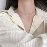 Daiiibabyyy 2024 925 Sterling Silver Shiny Zircon Moon Star Choker Pendant Charm Long Chain CZ Crystal Necklace Women Wedding Fine Jewelry
