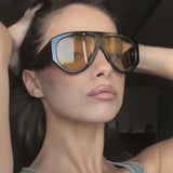 Daiiibabyyy  Retro Luxury Oversized Oval Sunglasses Women New Fashion Vintage Large Frame Sun Glasses Men Black Shadow Female