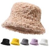 Daiiibabyyy Version of Plush Hat Personality and Ear Protection Lovely Bucket Hat  Woman Winter Face Small Fisherman Hat