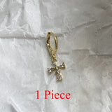 Daiiibabyyy  Silver Zircon Cross Pendant Hoop Earrings for Women Punk Personality Fashion Jewelry Minimalist Accessories