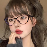 DAIIIBABYYY  -  Y2K Cat Eye Triangle Frame Anti-Blue Light Glasses Classic Men Women Reading Eyewear Retro Triangle Frame Transparent Eyeglasses