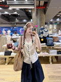 Daiiibabyyy  Sweet Stylish Design Sleeveless Versatile Shirt Women Summer Niche Embroidery Slim Fit Slimming Spicy Girl Top