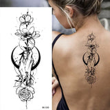 DAIIIBABYYY  -  Black Flower Women Sexy Tattoo Sticker Women Dot Rose Peony Body Chest Art Temporary Tattoos Water Transfer Fake Tattoo Stickers