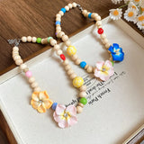 DAIIIBABYYY  -  Fashion Natural Wood Beads Necklaces for Women Bohemian Colorful Bead Egg Flower Necklaces Exquisite Girl Party Jewelry Gifts