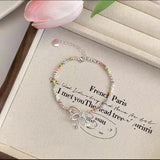 DAIIIBABYYY  -  Fashionable Colored Bead Bracelet Bow Female Niche High-End Personalized Design Sweet Versatile Temperament Sweet Cute Commuting
