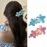 DAIIIBABYYY  -  Gradient Double Flower Duckbill Clip Acrylic Large Flower Hair Grab Clip Girls Korean Sweet Ponytail Hairpin Elegant Headwear