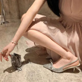 Daiiibabyyy  Fashion Women's Shoes Luxury Rhinestone High Heeled Sandals for Woman Elegant French Casual Shoes Designer Shoes Sandalias Mujer