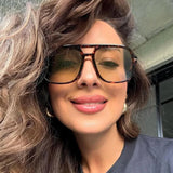 DAIIIBABYYY  -  Double Beam Rice Nail Sunglasses Women's New Style Simple And Fashionable Sunglasses Street Photography Sun Protection Glasses