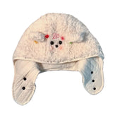 Daiiibabyyy  Cute Plush Winter Integrated Cap Scarf Warm Thickened Ear Protection Hat Casual Soft Beanie Hat Scarf Cycling