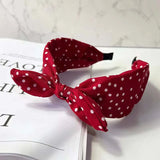 Daiiibabyyy  New Fashion Red Polka Dots Bow Headband for Women Vintage Elegant Wide Ribbon Knotted Hairband Hair Accessories