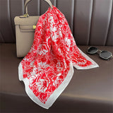 DAIIIBABYYY  -  70cm Floral Printed Square Scarf - Lightweight Silk Fashion Accessory For Women, Elegant Neck Head Wrap Shaw