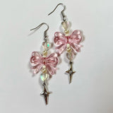 Daiiibabyyy  Kawaii Aesthetic Jewelry Pink Bow Earrings Korean Cute Fashion Heart Star Drop Earrings for Women Harajuku Accessories TRENDY