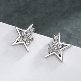 Daiiibabyyy 925 Stamp Silver Color Star Earrings for Women Crystal Jewelry Girls Birthday Gift Dropship Wholesale