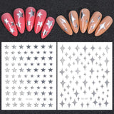 Laser Stars Nail Sticker 5D Realistic Silver Glitter Shiny Self Adheisve Y2K Style Decals Manicure Charms Nail Art Accessories
