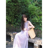 DAIIIBABYYY  -  Purple Women's Dress Halter Elegant Slimming Fit Long A-Line Skirt Hot Girls Elegant Loose Backless Straight Dresses Clothing