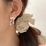 Daiiibabyyy 925 Sterling Silver Bow Knot Earring for Women Texture Tassels Sweet Romantic Korean Jewelry Gift Dropshipping