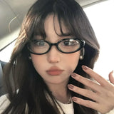 DAIIIBABAYYY  -  Black Oval Frame Glasses Women Y2K Girls Retro Narrow Spectacles Vintage Computer Reading Goggles Anti-Blue Light Eyewears