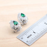 Daiiibabyyy Wedding Silver 925 Green Zircon Jewelry Sets For Women Bridal Earrings Rings Pendant Necklace Stone Bracelets Set