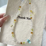 Daiiibabyyy  Vintage Bohemian Style Woven Rice Beads Beaded Necklace Women's Fashion Simple Design Holiday Party Accessories Gift