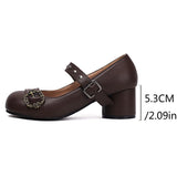 DAIIIBABYYY  -  Fashionable high heels women's Mary Jane  Shoes Buckle decoration Sweet  Single Shoes JK uniform Shoes Large size 48
