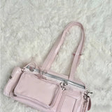 Daiiibabyyy  Sweet One Shoulder Tote Ita Bag Women's Fashionable Versatile Y2k Multi Style Large Capacity Transparent Outer Bag Crossbody Bag