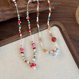 DAIIIBABYYY  -  Fashion Cute Bird Mushroom Pendant Colorful Beads Retro Clavicle Chain Necklaces For Women Girl Aesthetic Exquisite Jewelry Gift