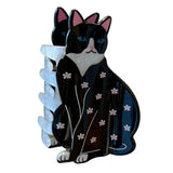 Daiiibabyyy  Cute Floral Black Cat Hair Clips Cartoon Cat Hair Claw Clips Trendy Animal Shaped Hair Accessories