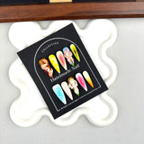 DAIIIBABYYY  -  Handmade Press on Nails 3D Hand Carved Petals Design False Nails Wearable Autumn Winter Long Almond Shaped Fake Nail Patches