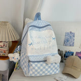 Daiiibabyyy  All Match High-capacity Backpack Women Students Travel Schoolbag Sweet Y2k Aesthetic Letter Print Dots Plaid Patchwork Backpacks