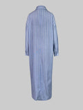 DAIIIBABYYY  -  Long Stripe Shirt Dress Woman Blue Elegant Dress 2025 New Casual Pocket Lapel Button Loose Workplace Formal Dresses