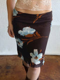 Daiiibabyyy  American Prairie Chic Flower Print Edible Tree Fungus Low Waist Gauze Vintage Skirts