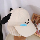 Daiiibabyyy  Simple Runny Nose Dog Baseball Cap Embroidery Korean Style Cartoon Sun Hat Y2k Sunscreen Peaked Cap Girl