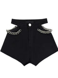 DAIIIBABYYY  -  Sexy Hollow Out Denim Shorts Women High Waist Y2K Chain Shorts Streetwear Retro Slim Female Summer Black Jeans Shorts New