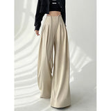 DAIIIBABYYY  -  Streetwear Wide Leg Pants Women Korean Black High Waist Suit Pants Summer Fashion Elegant Lace Up Straight Trousers New