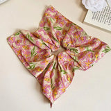 Daiiibabyyy  Floral Fabric Square Hair Ring for Woman Elegant High Elastic Hair Rope Fashionable Girl Does Not Hurt The Hair Hair tie Scrunch