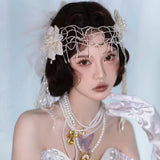 Daiiibabyyy  New bridal headgear handmade beaded headband French retro flower fringed hairpin personalized versatile  accessories