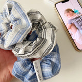 Daiiibabyyy  Korean Stripe Hair Scrunchies Tie Elegant Simple Large Hair Ropes Rubber Bands Ponytail Headwear Hair Accessories For Girls New