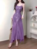 DAIIIBABYYY  -  High-End Feel Reversible Sequins Tank Dress Beach Vacation Pleated Large Wrap Skirt Princess Birthday Banquet Evening Dress