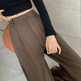 Daiiibabyyy  New Narrow Suit Mop Pants for Women Loose Solid Color Slim Straight Trousers Casual Elastic High Waist Wide Leg Pants Mujer