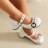 DAIIIBABYYY  -  Fashionable high heels women's Mary Jane  Shoes Buckle decoration Sweet  Single Shoes JK uniform Shoes Large size 48