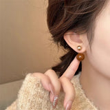 Daiiibabyyy  New Design Features Front and Rear Contrasting Round Bead Pendants Earrings For Women Unusual Jewelry Accessories For Girls