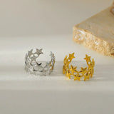 Daiiibabyyy  New Stainless Steel Double Layer Star Waterproof Rings for Women Gold Color Opened Star Rings Cute Wedding Jewelry Gifts