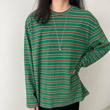 DAIIIBABYYY  -  American Loose Tops Contrast Color Stripes Long Sleeve T-shirt Y2k Women Clothing Harajuku Streetwear Tees Ropa De Mujer